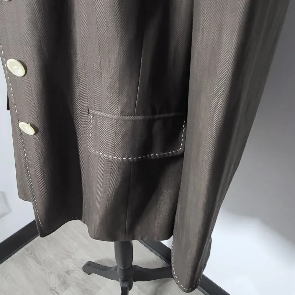 Ellen Tracy / Linda Allard Wool, Linen & Silk Blend Brown Jacket